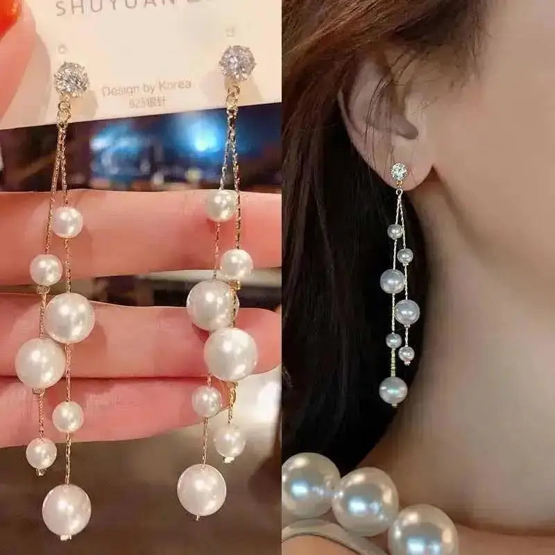 925 Ago D'argento Coreano Moda Perla Nappa Orecchini Per Le Donne Gioielli 2024 di Tendenza delle Nuove Donne di Lusso Zircone Orecchini di Perle