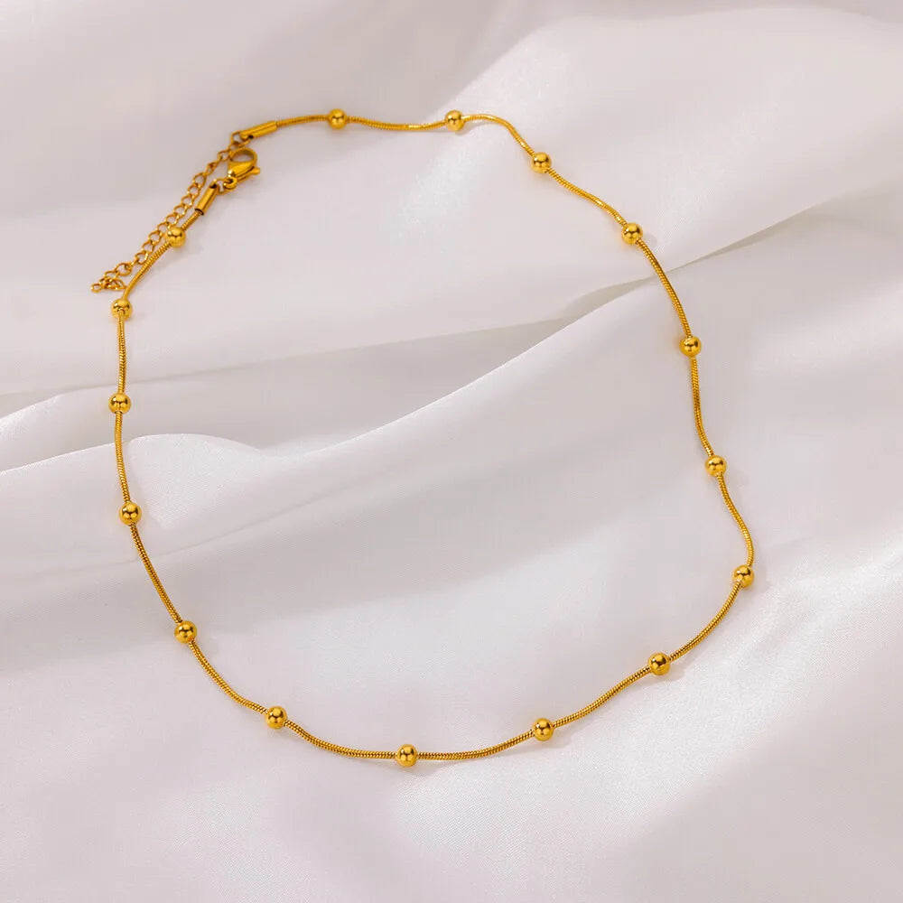 Collane con perline in acciaio inossidabile per donna collana con catena a forma di serpente Color oro collana con gioielli estetici per feste in spiaggia estiva bijoux