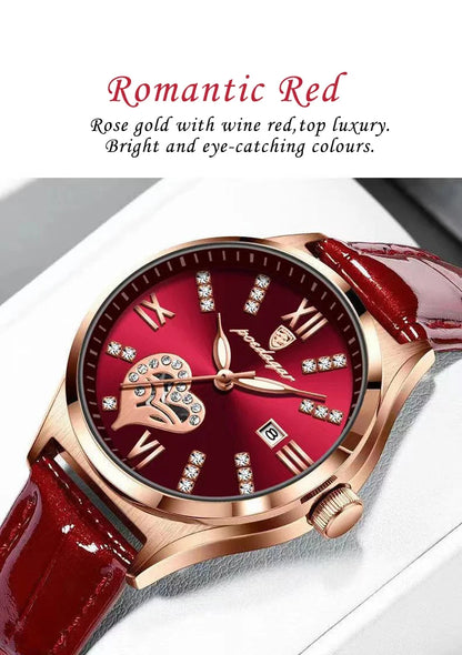 POEDAGAR Orologi casual di lusso per donna Orologio da donna in pelle con calendario impermeabile Orologio da polso al quarzo da donna di moda di alta qualità