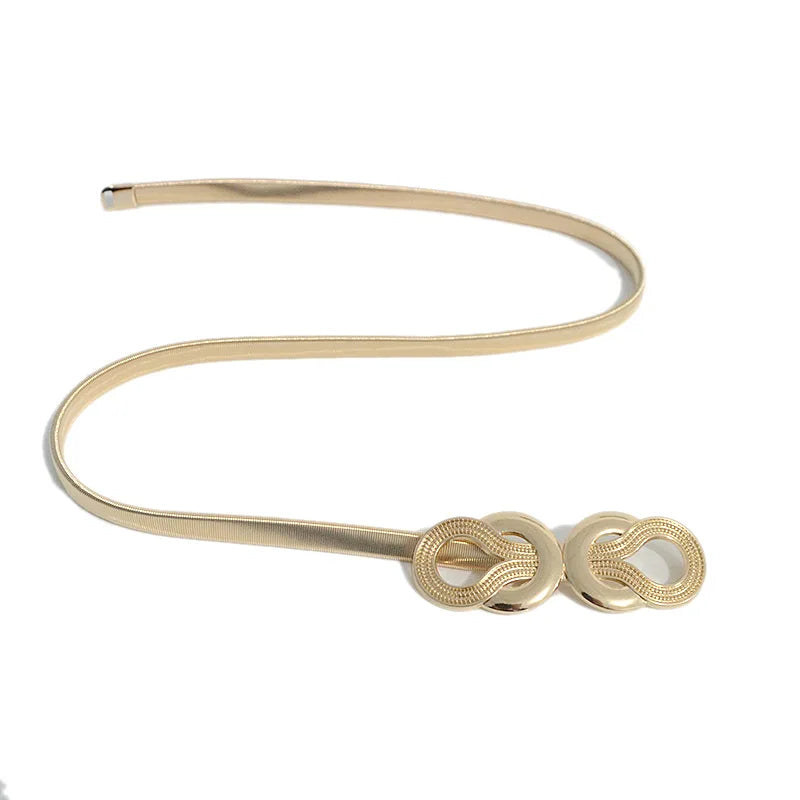 Cinture per donna Abiti in oro argento Cinture elastiche in vita femminile Cinture sottili in metallo per abiti da donna Cinturones Pasek