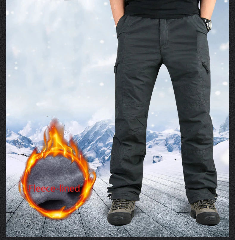 Shapershark Pantaloni da lavoro foderati in pile da uomo per l'autunno/inverno Pantaloni foderati in cotone caldo Pantaloni sportivi tinta unita Design multitasche