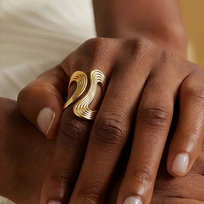 Anello personale grande in acciaio inossidabile antiruggine, elegante, creativo, minimalista, in metallo, gioielli impermeabili per le donne