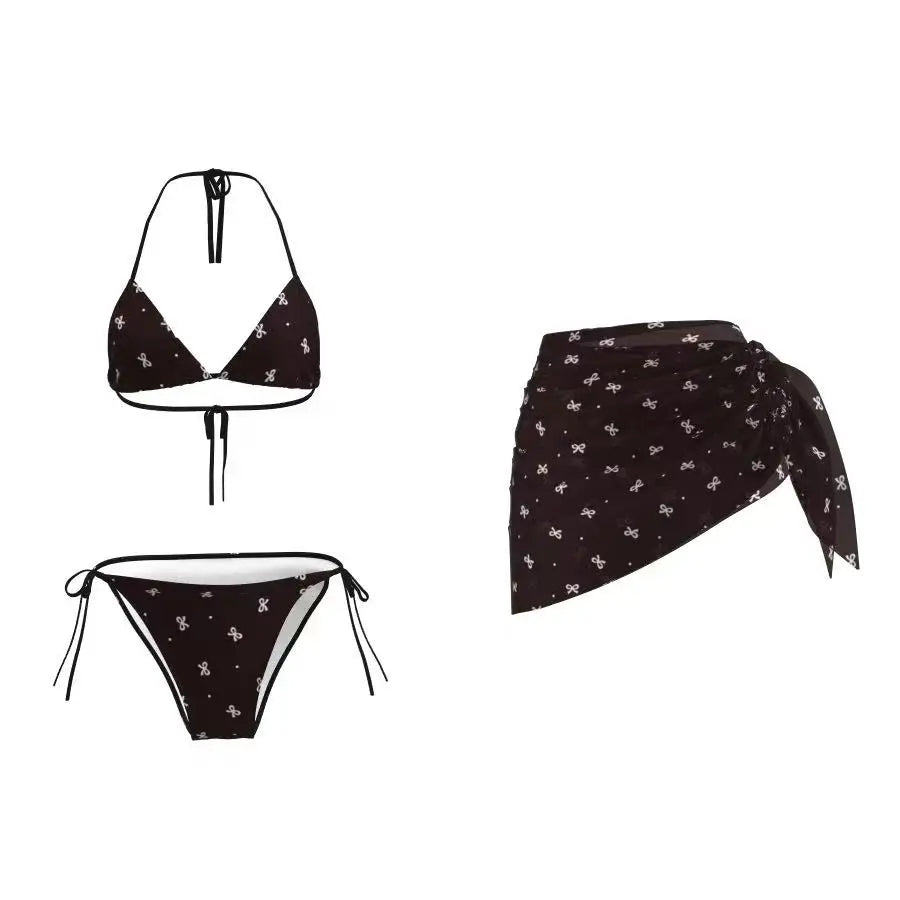 Femme Sexy Chic Fille Maillot de Bain Plage Bikini Ensembles Soutien-Gorge Halter à Lacets + Short Vintage 2025 Tenue de Bain Été Nouvelle