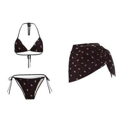 Femme Sexy Chic Fille Maillot de Bain Plage Bikini Ensembles Soutien-Gorge Halter à Lacets + Short Vintage 2025 Tenue de Bain Été Nouvelle