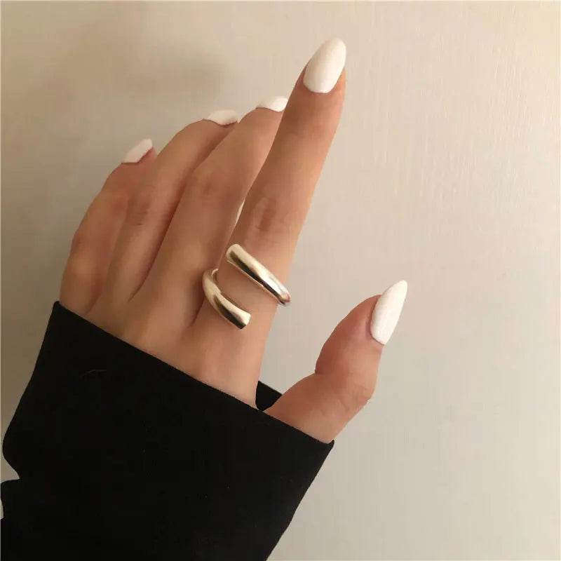Anelli in Argento Sterling 925, Nuovi Gioielli da Festa, Charm Vintage, Design Geometrico a Doppio Strato, Accessori Regalo, Dropshipping