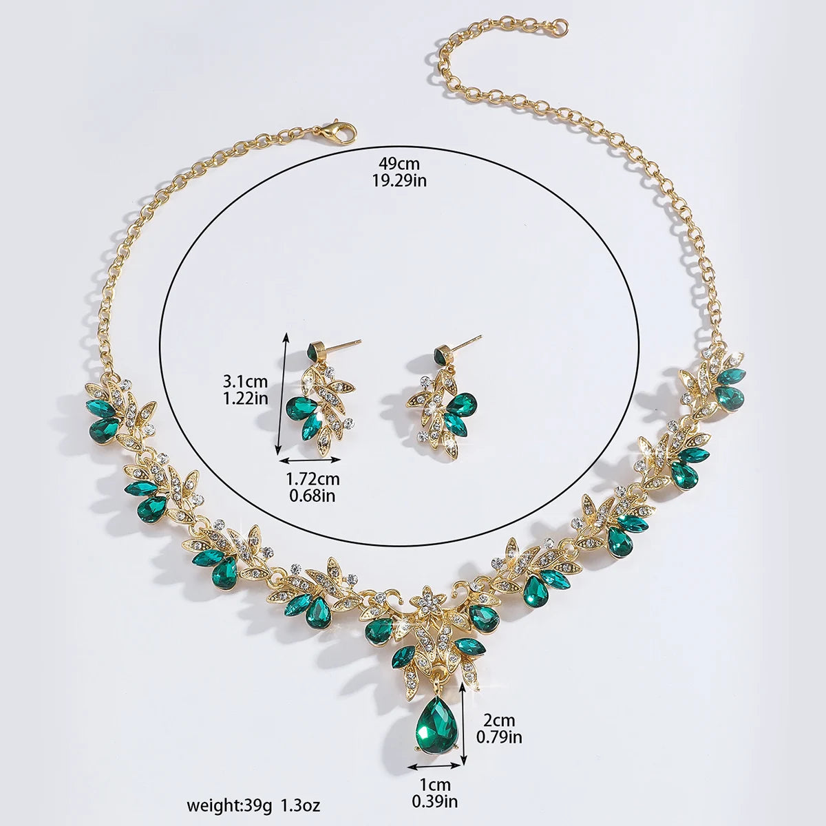 Boucles d'oreilles, colliers, parures de bijoux, mariages, fêtes et cadeaux de vacances en forme de feuilles à la mode pour femmes pour un usage quotidien.