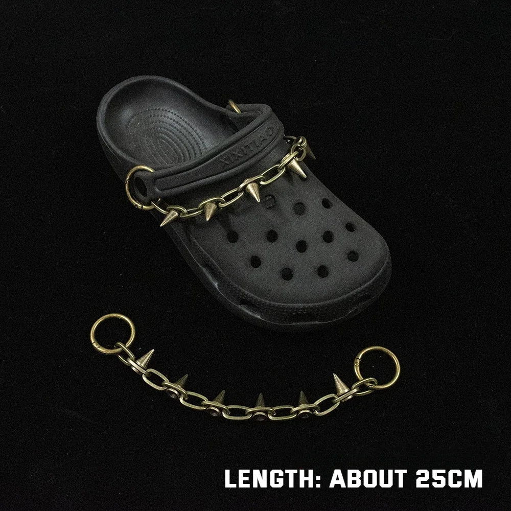 1Pcs Hip-hop Metal Sneaker Decoration Punk Fashion High-top Canvas Shoe Chain Dark Style Pin Men Women Slipper Sandal Accessorie