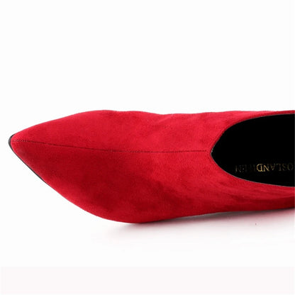 9 Colors Stiletto High Heels Women Fashion Boots New Back Zipper Soft Flock Pointed Toe Party Boots Female Autumn Elegant Shoes