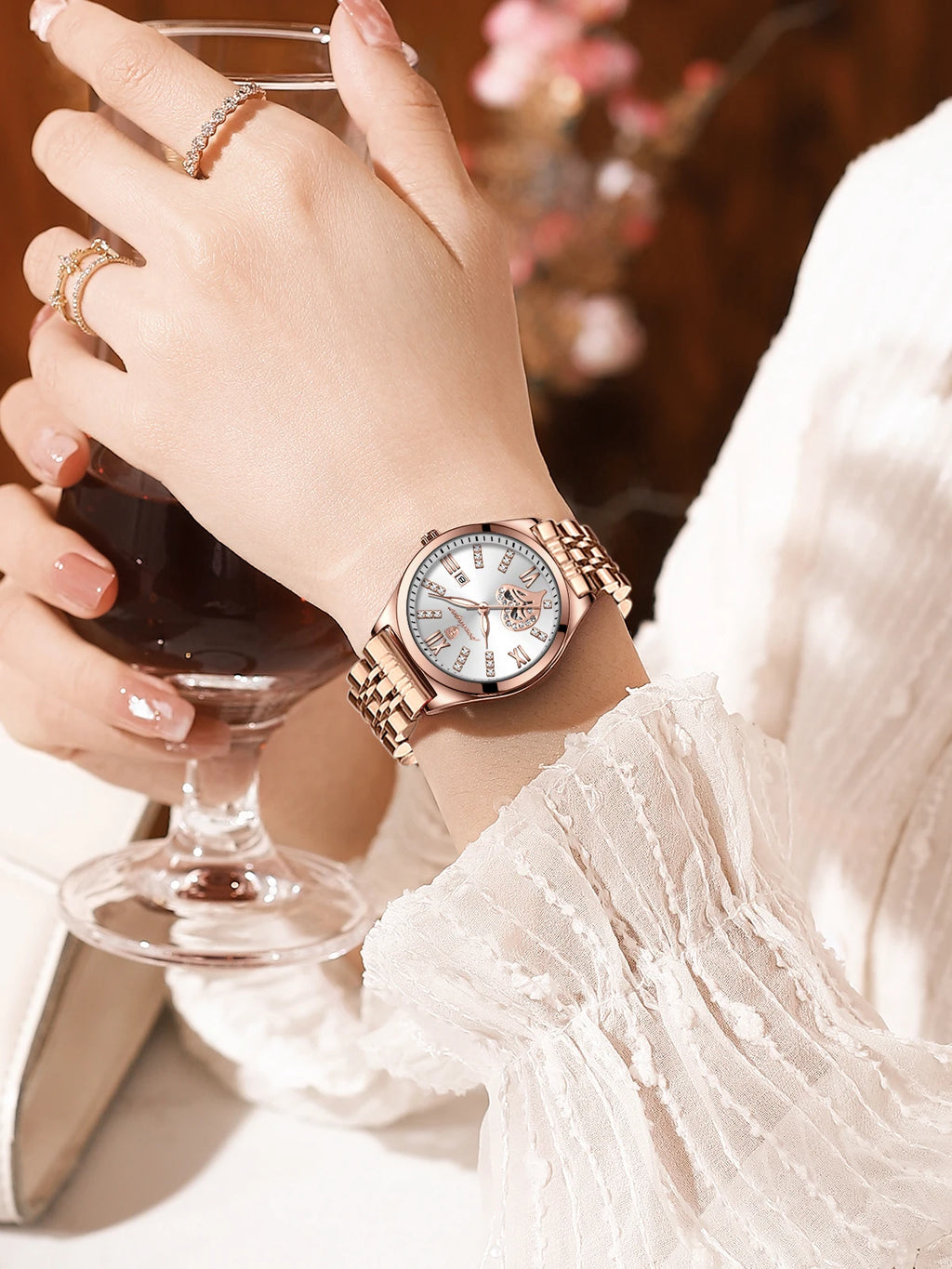 Orologi di lusso POEDAGAR per donna, impermeabili, luminosi, con datario, in acciaio inossidabile, casual, orologio da polso al quarzo da donna.
