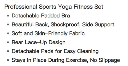 2PCS Sports Bra Women's Set Professional Fitness Tank Top Bra Shockproof Running Leggings Yoga Suit Beautiful Back Bra Clothing
