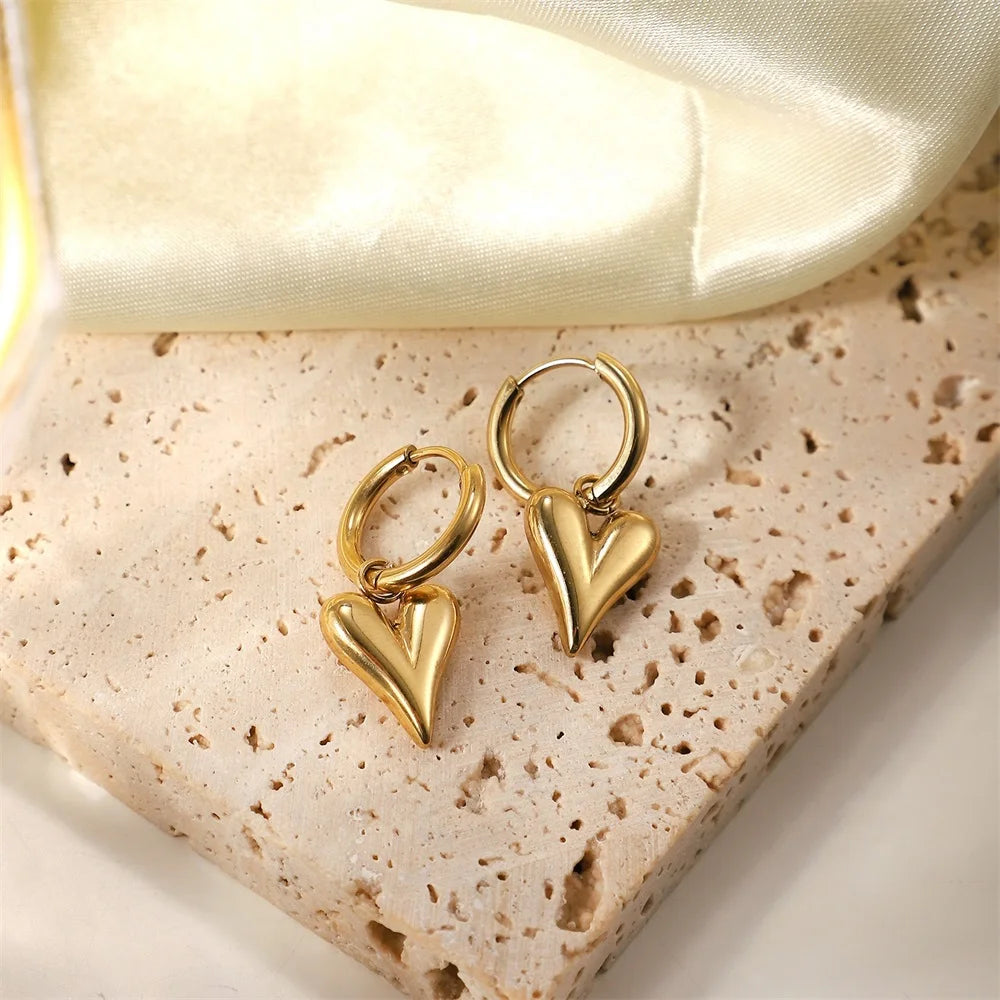 EILIECK Acciaio inossidabile 316L Cuore Amore Collana Bracciali Orecchini Set per le donne Nuovi gioielli impermeabili placcati oro 18 carati alla moda