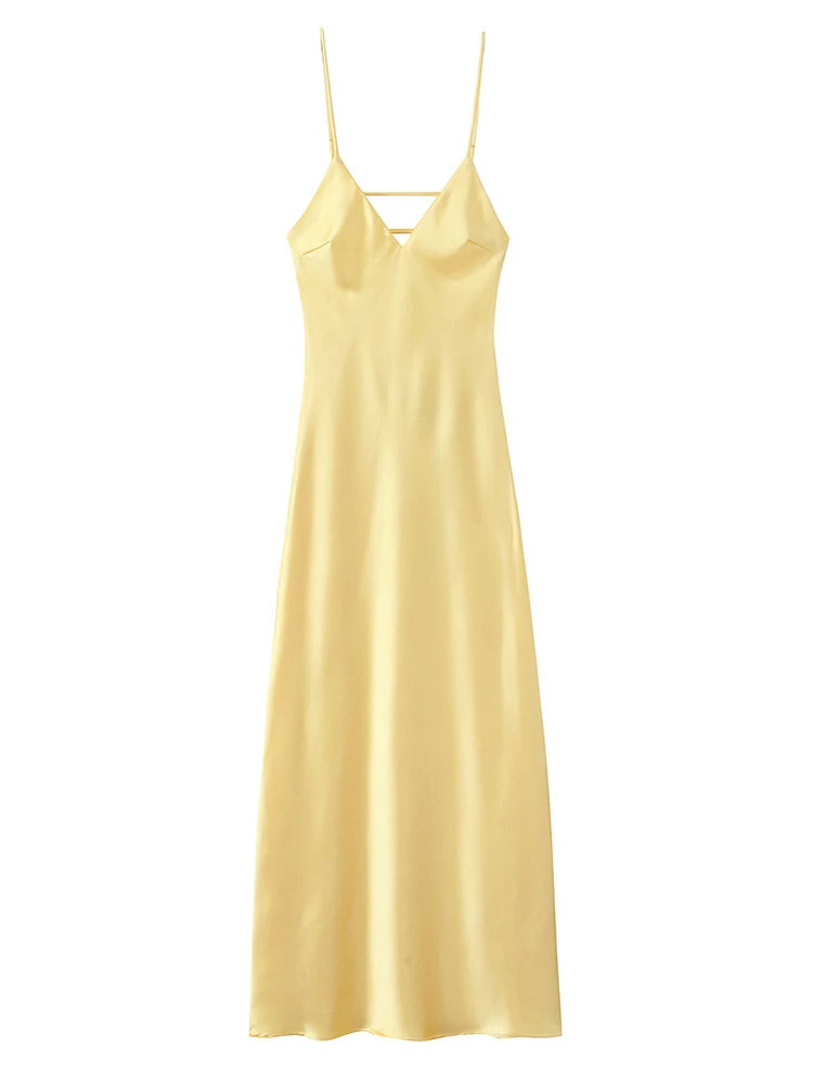 Elegante canotta tinta unita abito lungo slim fit donna moda splicing abiti stringati pieghettati gonna da spiaggia chic per le vacanze da donna