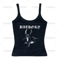 Goat gotico scuro Grunge Vintage Punk Canotta senza maniche T-shirt per bambini Harajuku Emo Y2k Top Streetwear Slim Fit Sexy Crop Top