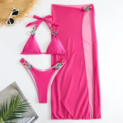 Bikini Giallo Sexy con Strass 2026, Costume da Bagno Femminile, Set Bikini Brasiliano, Abbigliamento da Spiaggia