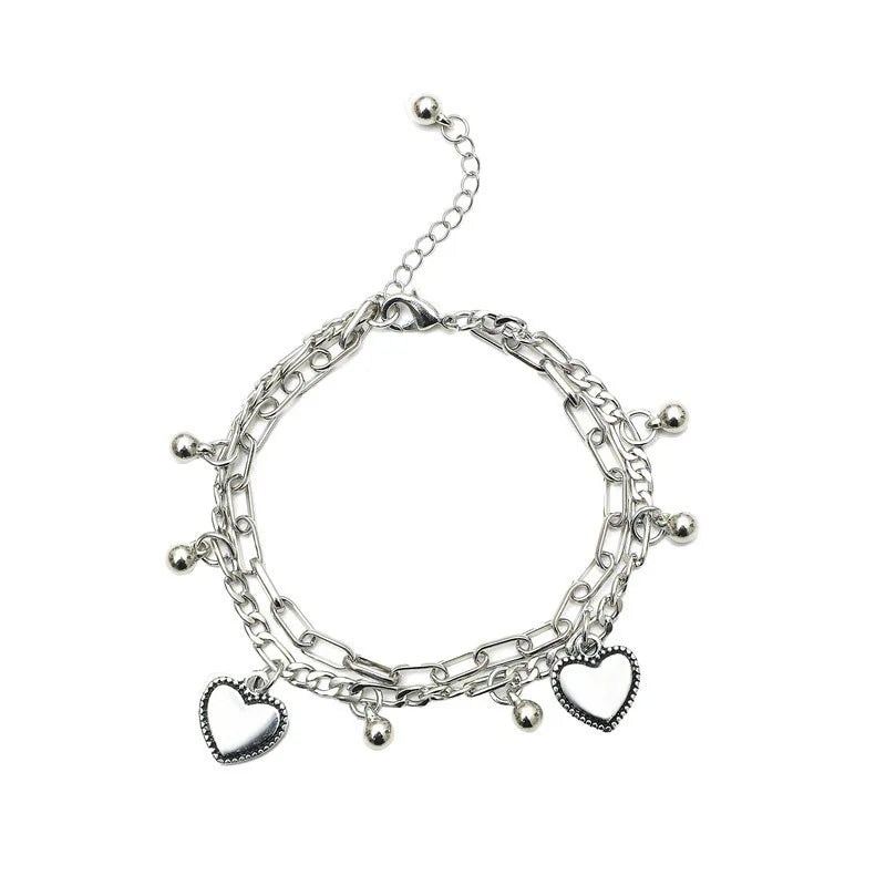 Bracciale d'amore con fagioli a sfera in acciaio multistrato di tendenza alla moda da donna, regali per viaggi, appuntamenti, banchetti, feste, festival