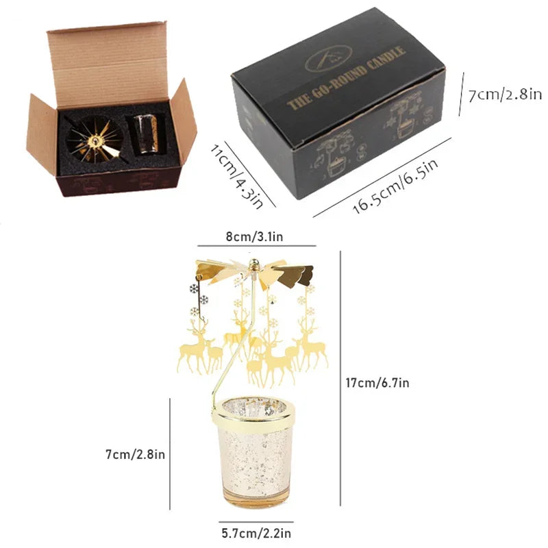 Portacandele rotante a caldo Candeliere Decorazione della casa Ognissanti Regalo di Natale Decorazioni per la stanza delle feste Portacandele a carosello