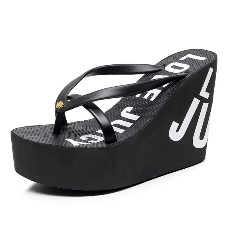 8cm 11cm zeppe estive infradito per le donne panno Clip Toe Chunky Platform pantofole donna Plus Size sandalo da spiaggia antiscivolo leggero