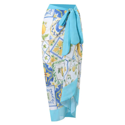 Nuovo Abito da Spiaggia Sexy con Stampa Retrò 2026, Copricostume Lungo, Gonna per Feste, Costume da Bagno, Abbigliamento da Spiaggia