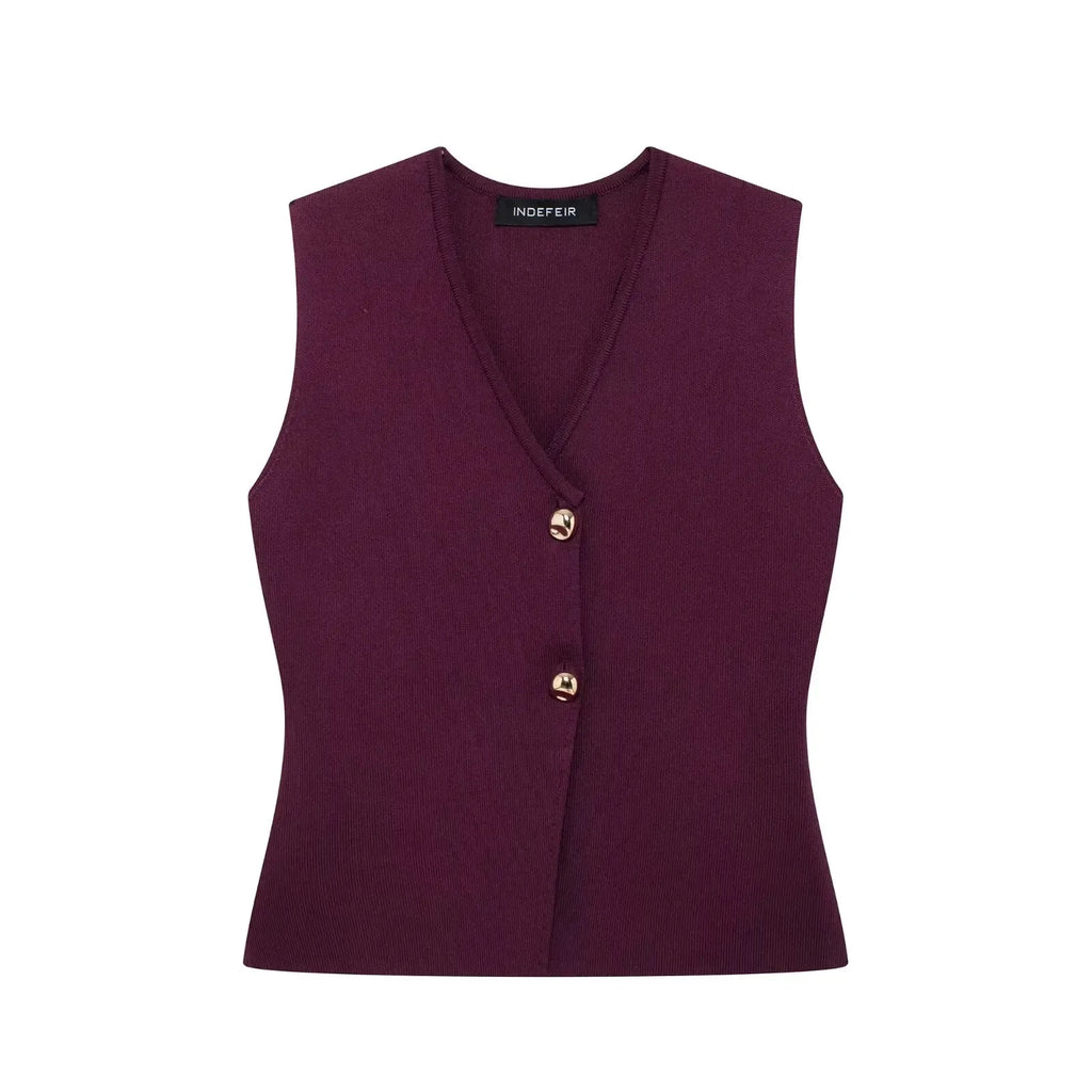 HH Set di gonne lavorate a maglia eleganti femminili 2024 Scollo a V con bottoni Canottiera + Gonna a pieghe patchwork a-line Abito solido alla moda