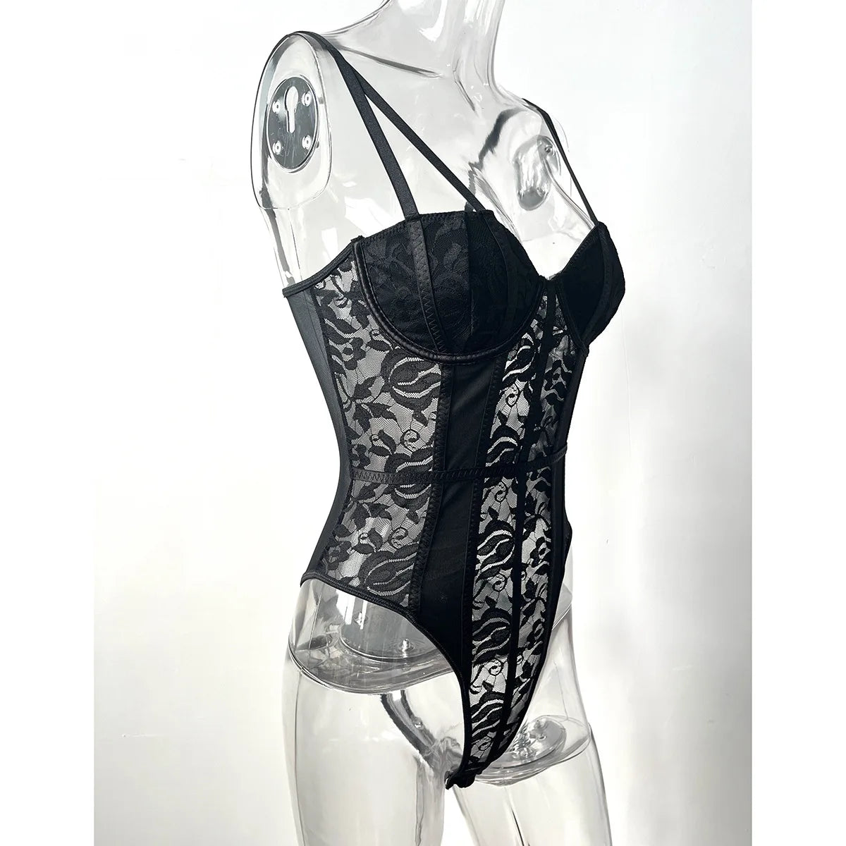 Body sexy in pizzo per donna Corpi Top da donna elegante 2025 Nuova estate Body aderente a costine
