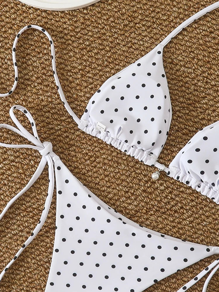 Sexy Micro-Bikini-Sets mit Perlenpunkten, Bademode 2026, Badeanzug für Damen, Strandmode, Damen-Strand-Sommer-Bikini, zweiteiliger Badeanzug