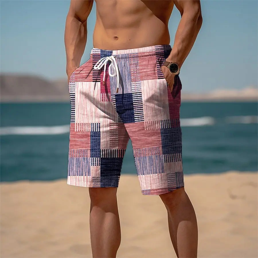 2025 Pantaloncini da spiaggia hawaiani estivi Vacanza Casual Stampa scozzese colorata Abbigliamento sportivo Tronchi ad asciugatura rapida Pantaloncini da ghiaccio Costume da bagno Hawaii