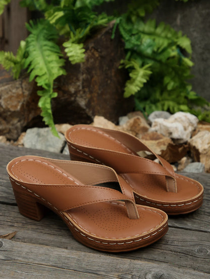 Sandales d'été pour femmes de haute qualité, nouvelle mode, couleur unie, bout ouvert, talons hauts, décontractées, tongs de plage, Zapatos Mujer