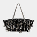 Borsa per ascelle con gnocchi increspato stile punk 2025 Borse a tracolla da donna con decorazione per la testa con cerniera multipla Borse Y2K per ragazza piccante