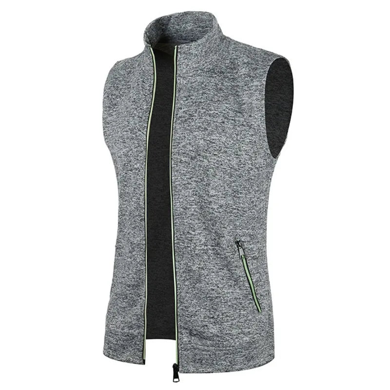 Cappotti senza maniche con cerniera da uomo autunno maglioni dolcevita da esterno traspirante tinta unita streetwear giacca gilet uomo top atletici