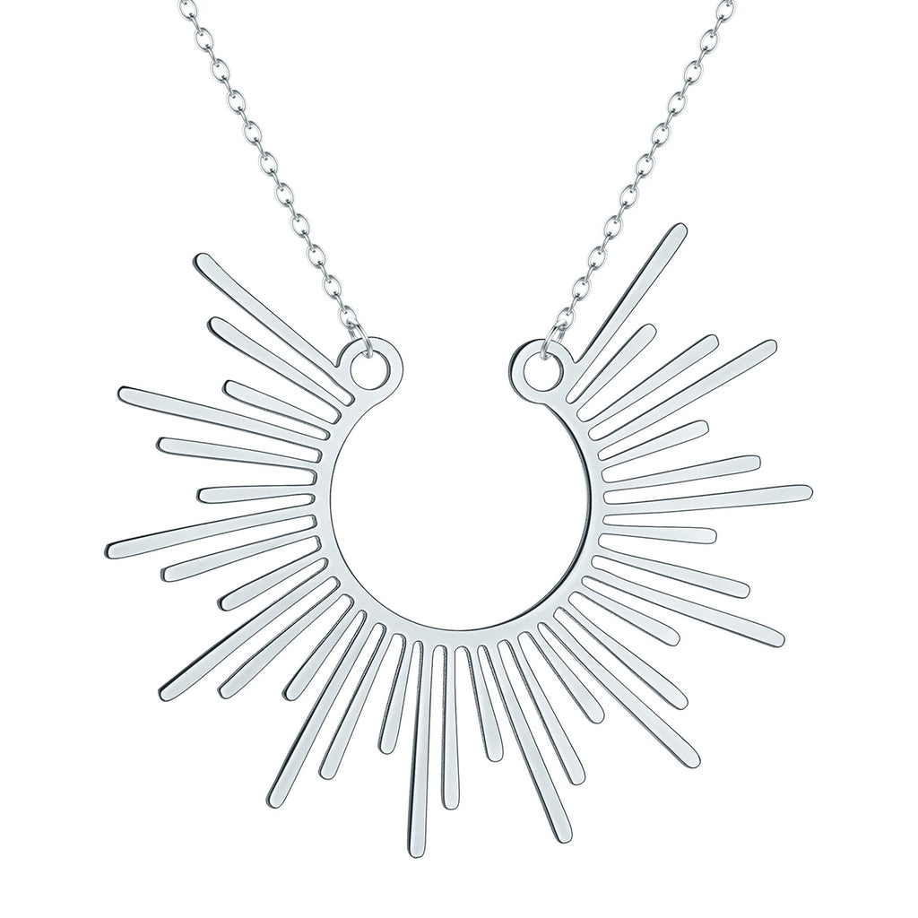Modern boho Sunburst Necklace Sunshine Jewelry  Necklace  Half Sunbeam Necklace for Women Sun Pendant Necklace Summer Jewelry