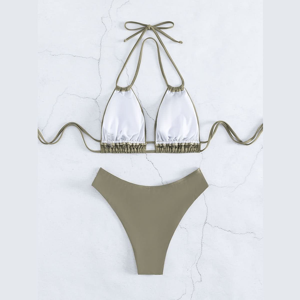 Costume da bagno bikini solido in nylon Costume da bagno sexy con modellazione di moda da donna 2025 Nuovo stile da spiaggia per costume da bagno