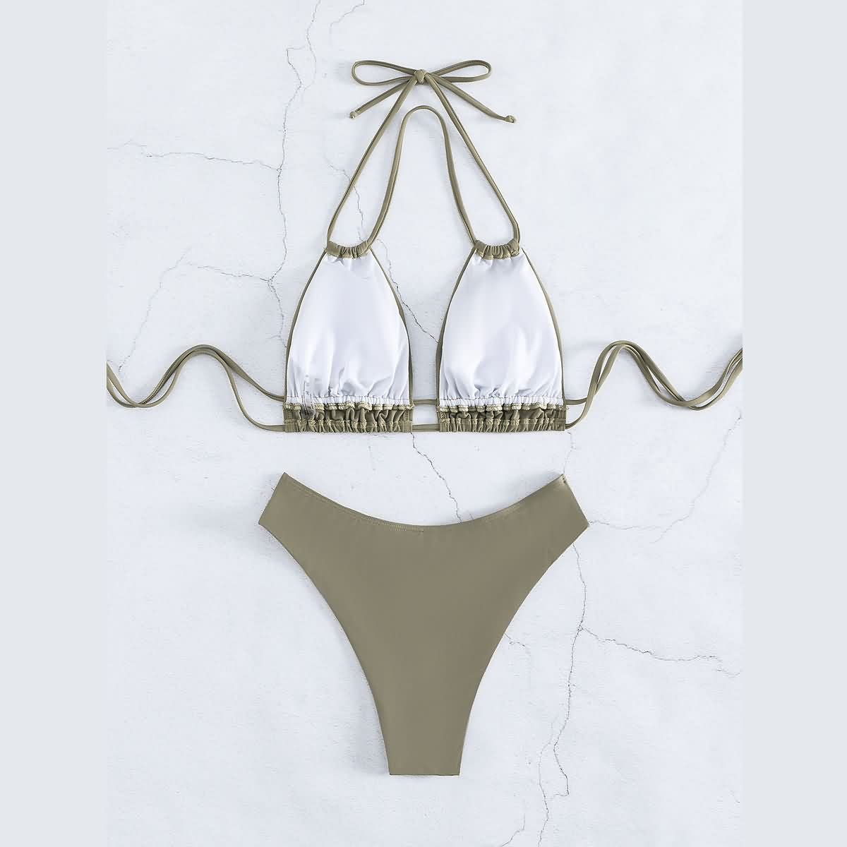 Costume da bagno bikini solido in nylon Costume da bagno sexy con modellazione di moda da donna 2025 Nuovo stile da spiaggia per costume da bagno