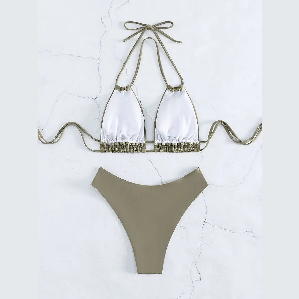Costume da bagno bikini solido in nylon Costume da bagno sexy con modellazione di moda da donna 2025 Nuovo stile da spiaggia per costume da bagno