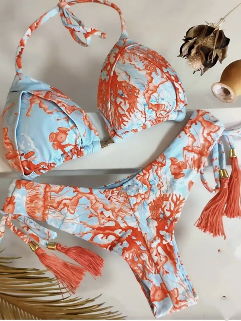 RUOTONGSEPT Sexy Print Bikinis Set Women Swimsuit Bandage Two-Piece Swimwear Brazilian Biquínis Beachwear Bathing Suit 2023 New