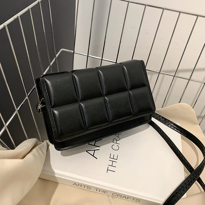 Nuove borse a tracolla moda tinta unita borsa a tracolla da viaggio femminile plaid piccole borse a tracolla in pelle PU per donna