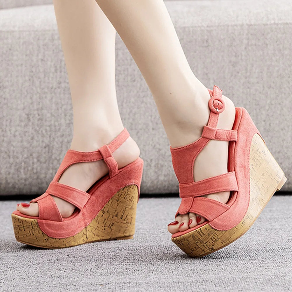 Sandali con plateau Summer Fashion Women Bohemia Style tacco alto bocca di pesce Peep Toe zeppe scarpe per le donne Sandalias De Mujer