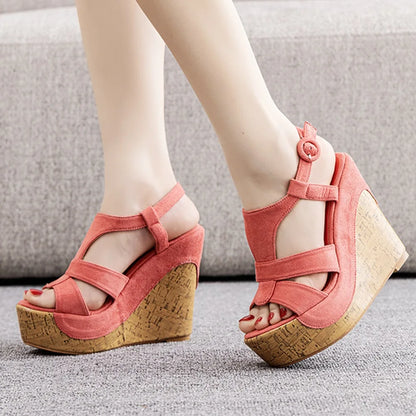 Sandali con plateau Summer Fashion Women Bohemia Style tacco alto bocca di pesce Peep Toe zeppe scarpe per le donne Sandalias De Mujer