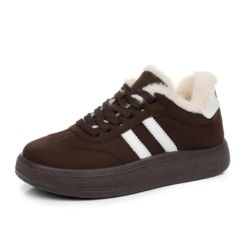 Stivali da neve da donna per l'inverno, con fodera in pile, scarpe basse casual, impermeabili, antiscivolo, resistenti, comode e calde, scarpe da donna in stile retrò.