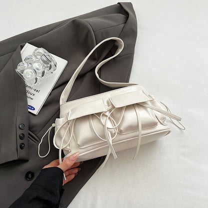LEFTSIDE Borse a tracolla in pelle PU con design a doppia tasca per donna 2025 Borsa a tracolla di nuova tendenza della moda Borse da donna in argento