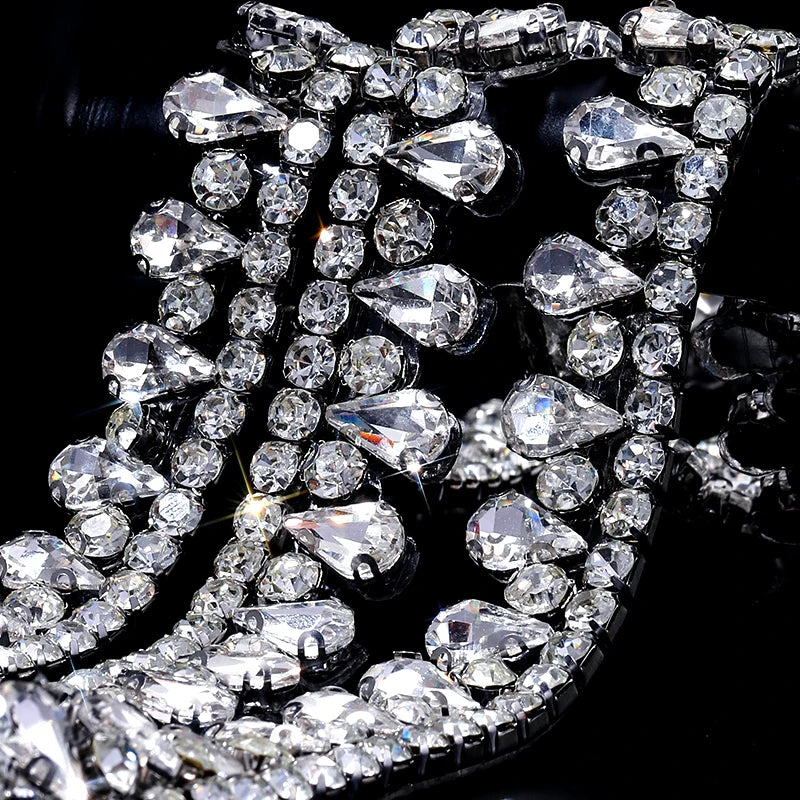 Ducrystal 1 metro motivo strass nastro hot fix vetro cristallo strass trim catena per scarpe fai da te, borse, abiti decorazione