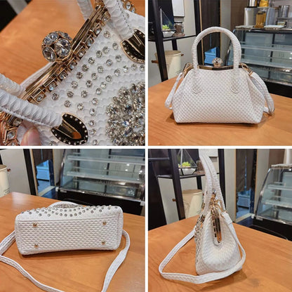 Borsa a tracolla di alta qualità da donna estate 2024 nuova borsa a tracolla di nicchia con texture esplosiva borsa di grande capacità tempestata di diamanti