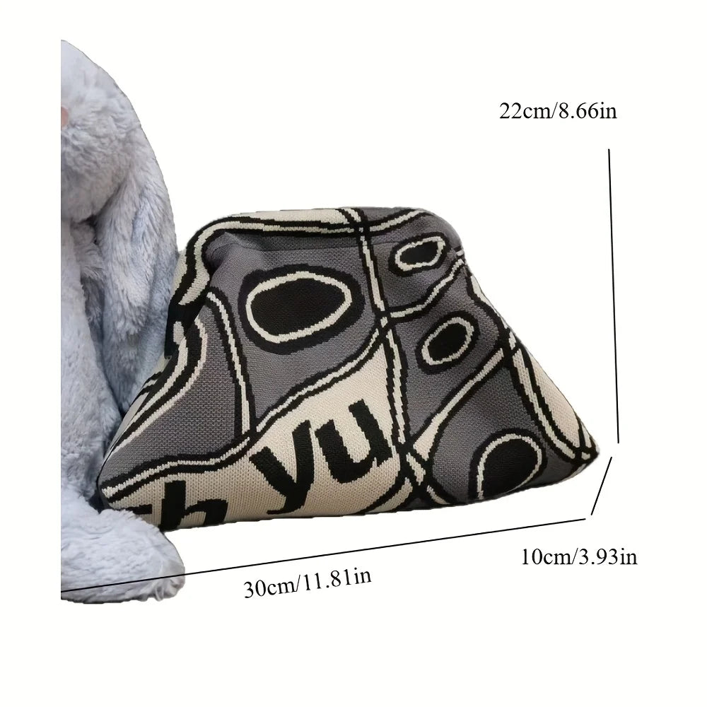 Borsa con clip lavorata a maglia alla moda versatile di grande capacità adatta per borse portaoggetti Nuova pochette modello di fascia alta