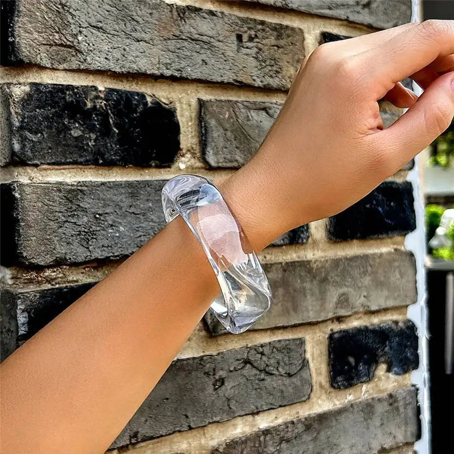 PuRui Vintage Irregolare Coloful Resina Acrilica Robusto Braccialetto Del Braccialetto Delle Donne Alla Moda Fascino Geometrico Estetica Braccialetto Regalo Dei Monili