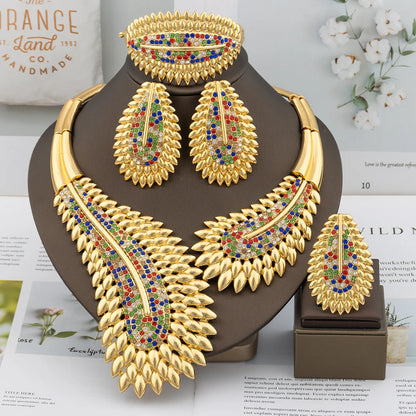 Parure de bijoux italienne, collier, boucles d'oreilles, bijoux pour femme, parure de bijoux de haute qualité