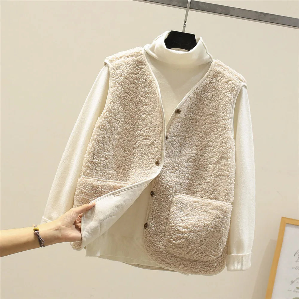 Coreano Nuovi Gilet 2025 Primavera Autunno Gilet Donna Gilet Inverno Caldo di Spessore In Pile Gilet Donna Giacca Senza Maniche Signore Gilet