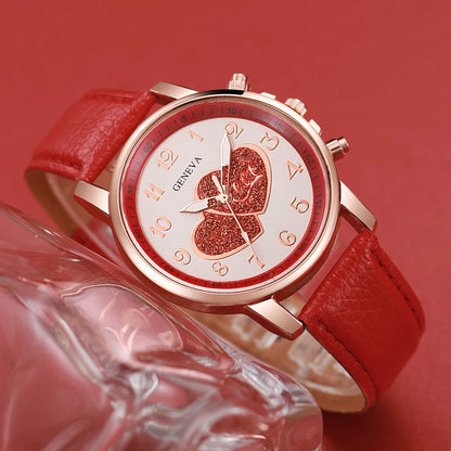 1/4PCSt Orologi da donna alla moda Orologio al quarzo con quadrante a cuore Cinturino in pelle casual Orologi da polso da donna Reloj Mujer (senza scatola)
