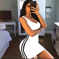 Abito tubino casual da donna estivo Abito da donna con cinturino per spaghetti senza maniche Abiti a righe a contrasto slim elasticizzati sexy