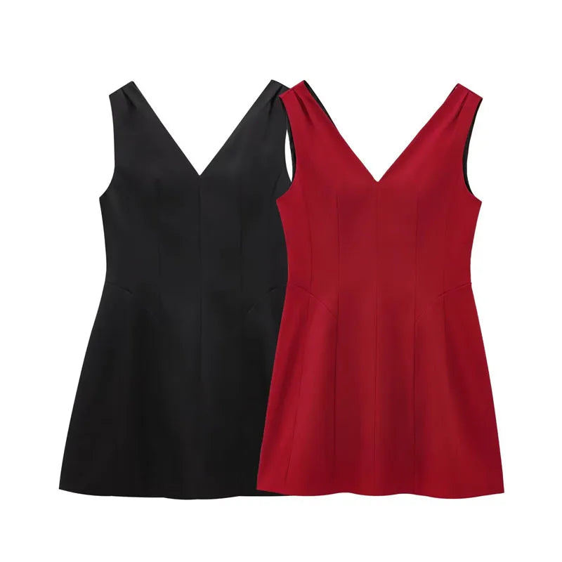 HH Summer Women scollo a V senza maniche senza schienale decorare mini abito con cerniera moda donna abiti sexy abito da festa stile street