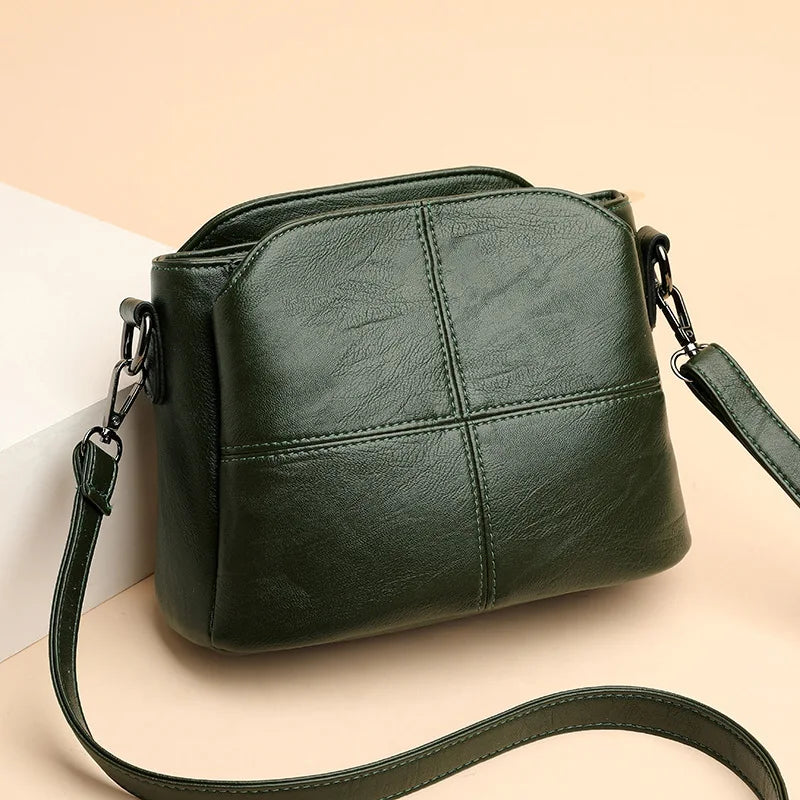 Borsa a tracolla in morbida pelle PU da donna vintage Borsa a tracolla quadrata in tinta unita femminile di mezza età Nuove borse a tracolla grandi da donna