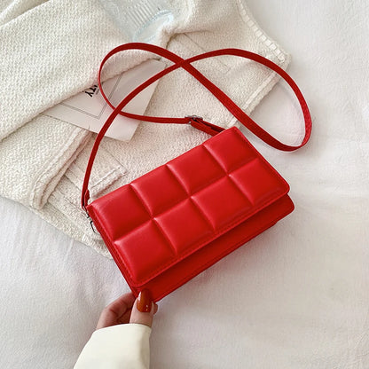 Nuove borse a tracolla moda tinta unita borsa a tracolla da viaggio femminile plaid piccole borse a tracolla in pelle PU per donna